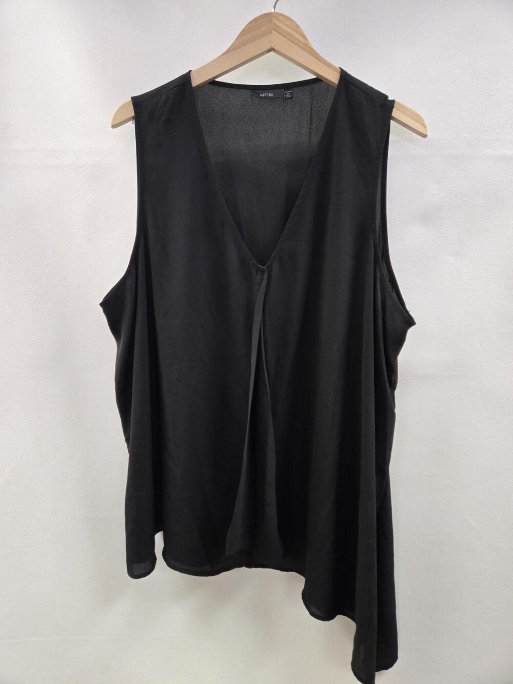 Apt. 9 Blouse Womens 3X Black Sleeveless V-Neck Asymmetrical Tie Front Flowy